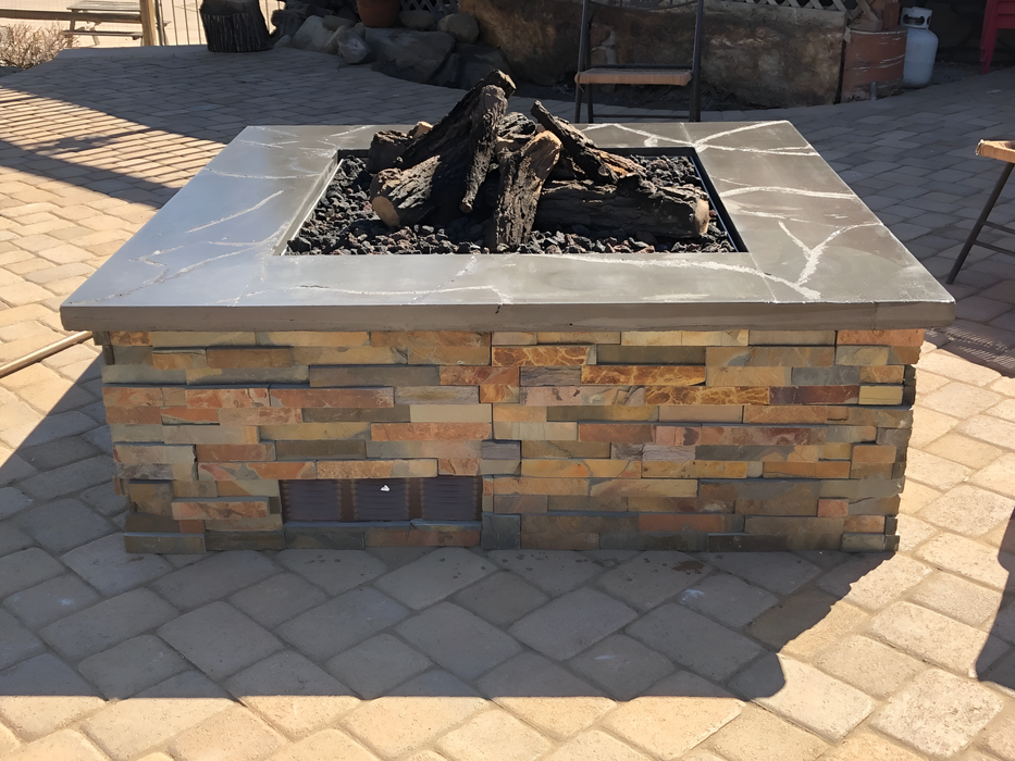 Warming Trends Polycor Square Specialized Paver Kit With Crossfire Brass Burner & 28" Square Aluminum Plate