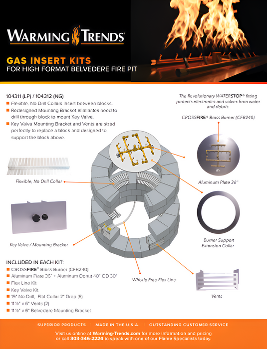 Warming Trends 19-Inch No Drill Flat Installation Collar For Warming Trends High Format Belvedere Specialized Gas Insert Kit - 104375