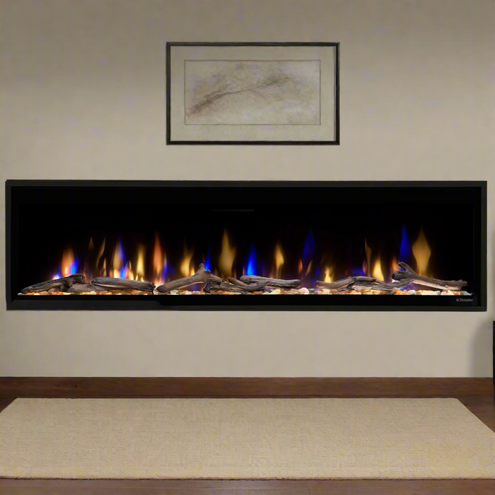 Dimplex Ignite Evolve 60-Inch Built-In Linear Electric Fireplace With Tumbled Glass & Driftwood Media - EVO60