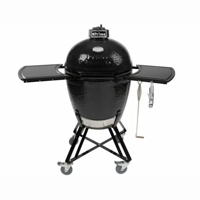 Primo All-In-One Round Ceramic Kamado Grill With Cradle, Side Shelves, And Stainless Steel Grates - PGCRC