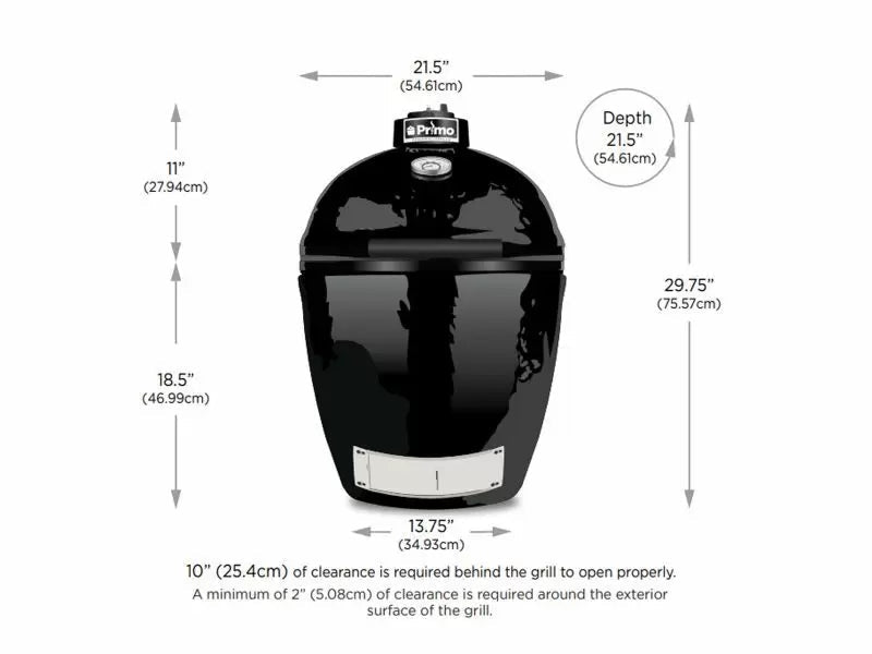 Primo All-In-One Round Ceramic Kamado Grill With Cradle, Side Shelves, And Stainless Steel Grates - PGCRC