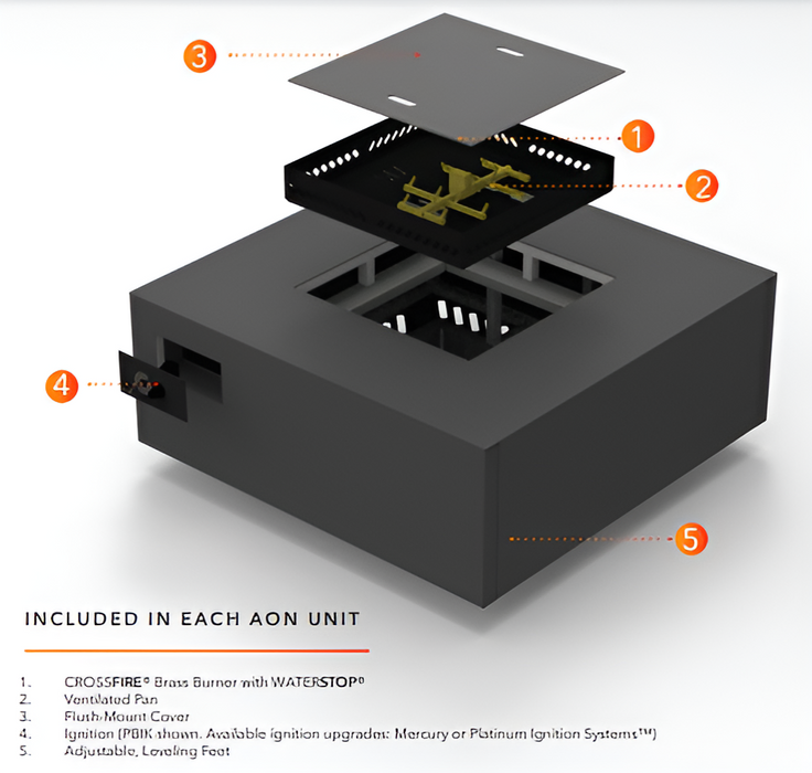 Warming Trends AON 40-Inch Square Gas Fire Table With 140K BTU Crossfire Brass Burner