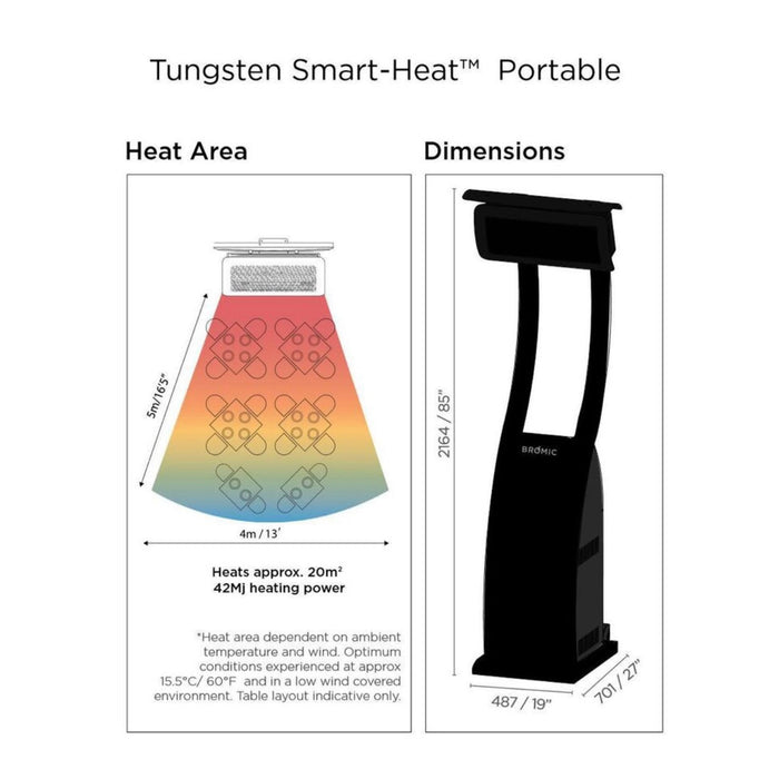 Bromic Heating Tungsten Smart-Heat 38,500 BTU Natural Gas Freestanding Portable Patio Heater - BH0510005