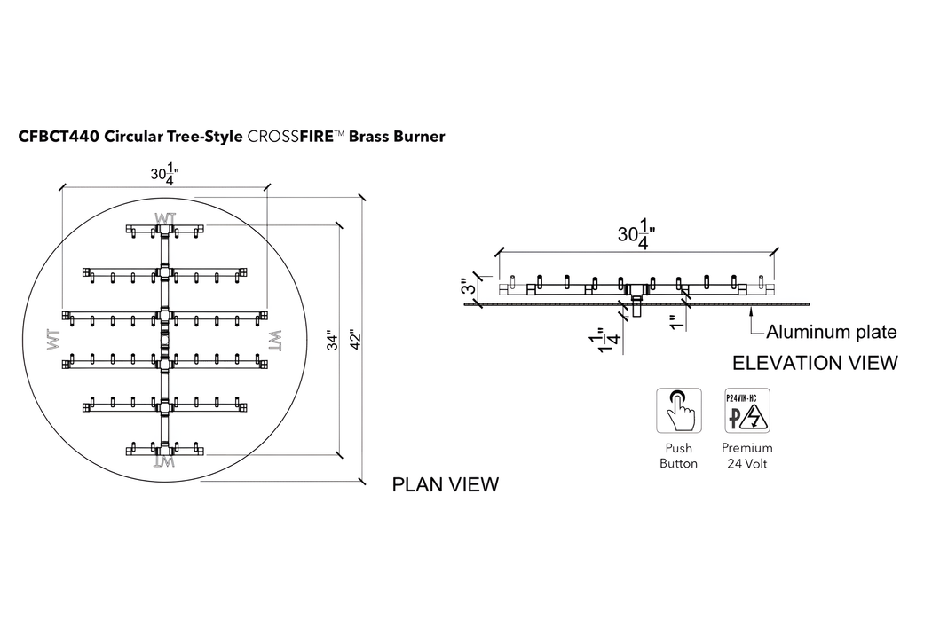 Warming Trends 440K BTU Crossfire Circular Tree-Style Brass Burner