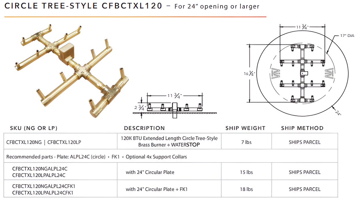 Ultimate Crossfire Bundle: Warming Trends Crossfire CFBCT Circular Tree-Style Brass Burner Bundle