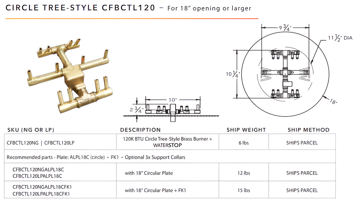 Ultimate Crossfire Bundle: Warming Trends Crossfire CFBCT Circular Tree-Style Brass Burner Bundle