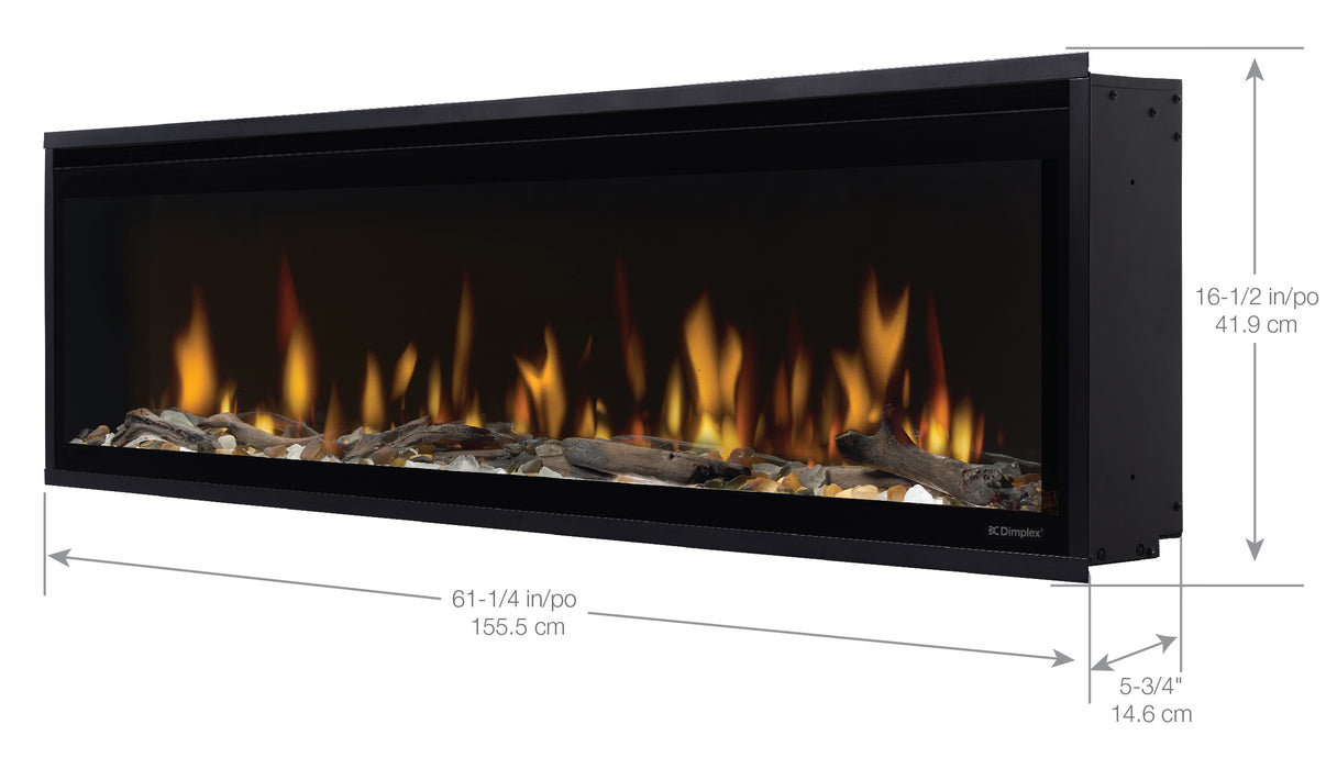 Dimplex Ignite Evolve 60-Inch Built-In Linear Electric Fireplace With Tumbled Glass & Driftwood Media - EVO60