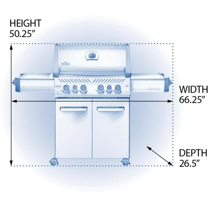 Napoleon Black Prestige 500 Gas Grill With Infrared Rear Burner, Infrared Side Burner, & Rotisserie Kit