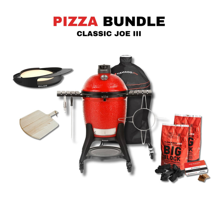 Kamado Joe 18-Inch Red Classic Joe III Ceramic Charcoal Grill With Cart Bundle - KJ15040921