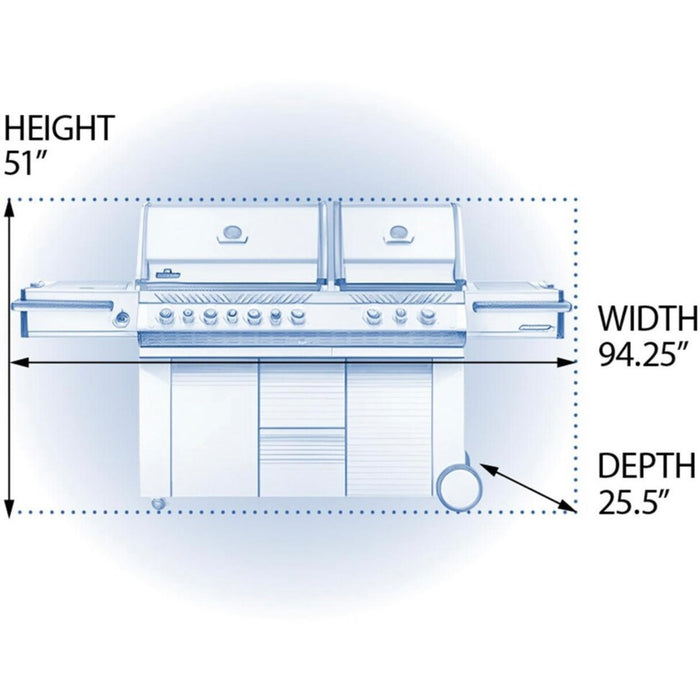 Napoleon Prestige PRO 825 Gas Grill With Infrared Rear Burner, Double Infrared Sear Burner, Side Burner, & Rotisserie Kit