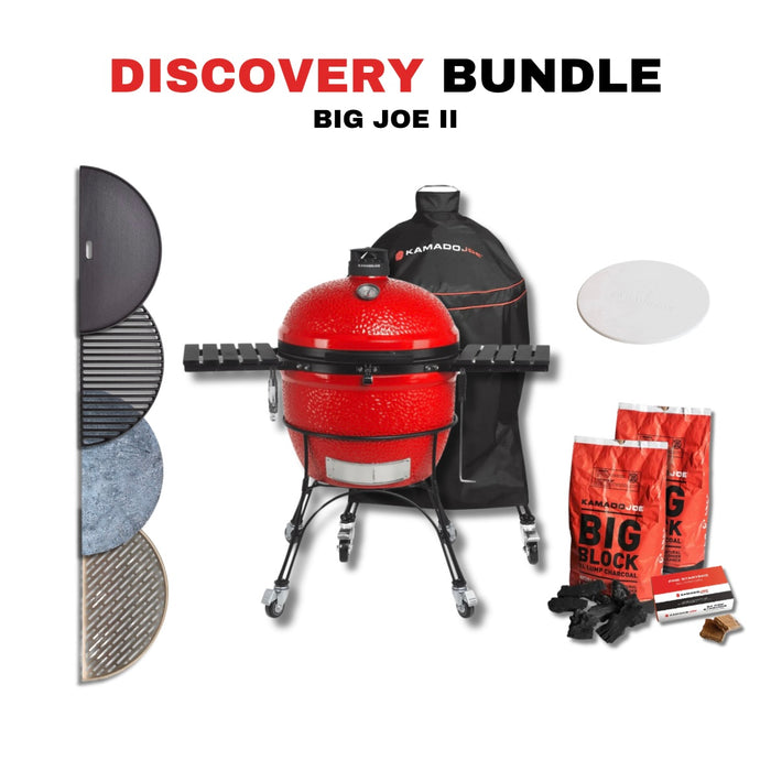 Kamado Joe 24-Inch Red Big Joe II Ceramic Charcoal Grill With Cart Bundle - BJ24RHC