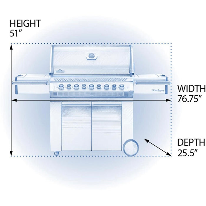 Napoleon Prestige PRO 665 Gas Grill With Infrared Rear Burner, Infrared Side Burner, & Rotisserie Kit