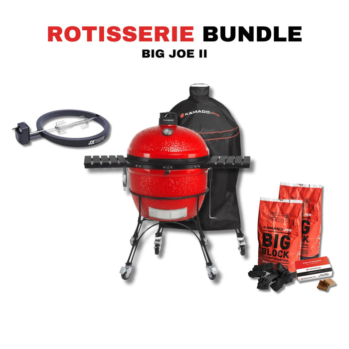 Kamado Joe 24-Inch Red Big Joe II Ceramic Charcoal Grill With Cart Bundle - BJ24RHC