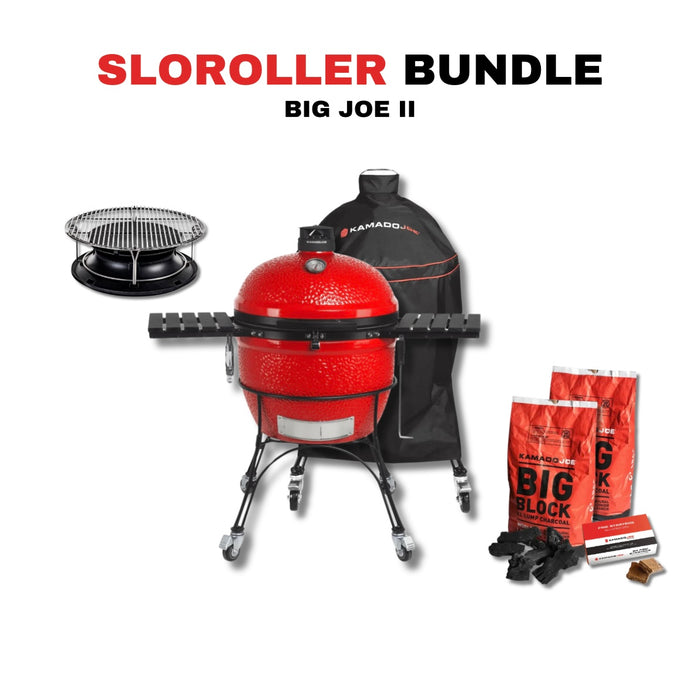 Kamado Joe 24-Inch Red Big Joe II Ceramic Charcoal Grill With Cart Bundle - BJ24RHC