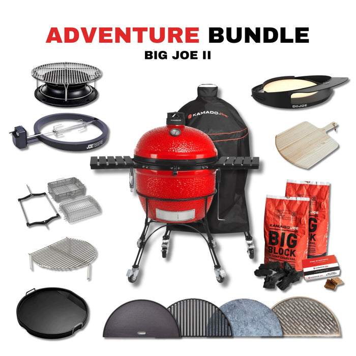 Kamado Joe 24-Inch Red Big Joe II Ceramic Charcoal Grill With Cart Bundle - BJ24RHC