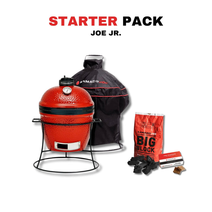 Kamado Joe 13-Inch Red Joe Jr. Ceramic Charcoal Grill With Stand Bundle - KJ13RH