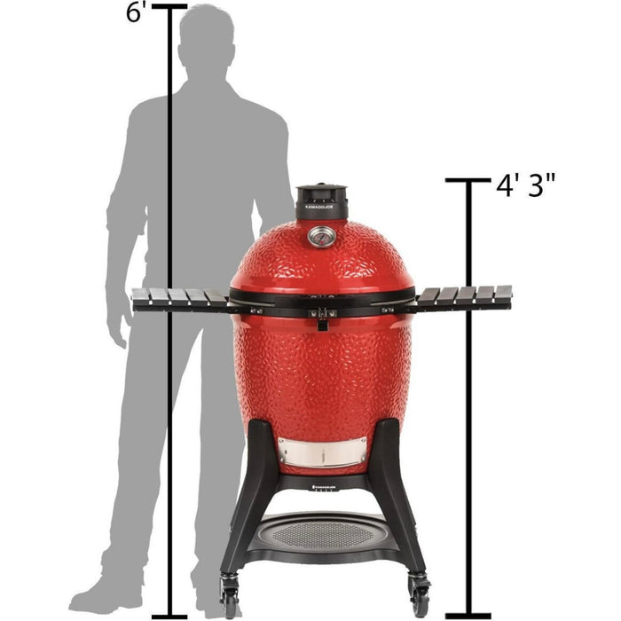 Kamado Joe 18-Inch Red Classic Joe III Ceramic Charcoal Grill With Cart Bundle - KJ15040921