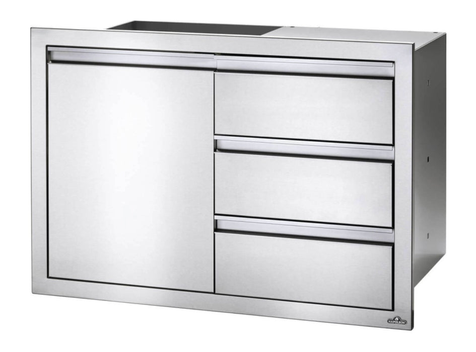 Napoleon 36-Inch Stainless Steel Single Door and Triple Drawer - BI-3624-1D3DR