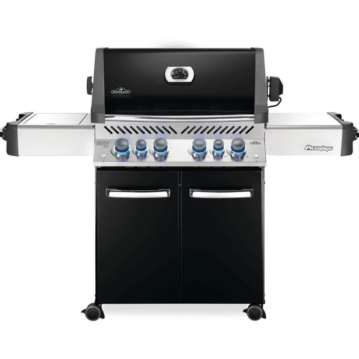 Napoleon Black Prestige 500 Gas Grill With Infrared Rear Burner, Infrared Side Burner, & Rotisserie Kit