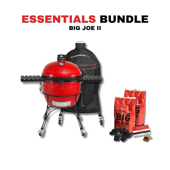 Kamado Joe 24-Inch Red Big Joe II Ceramic Charcoal Grill With Cart Bundle - BJ24RHC