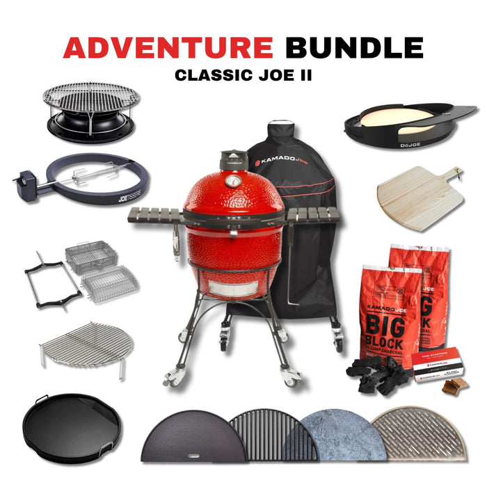 Kamado Joe 18-Inch Red Classic Joe II Ceramic Charcoal Grill With Cart Bundle - KJ23RHC