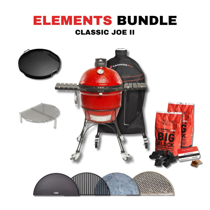 Kamado Joe 18-Inch Red Classic Joe II Ceramic Charcoal Grill With Cart Bundle - KJ23RHC