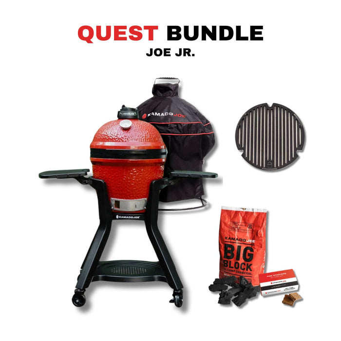 Kamado Joe 13-Inch Red Joe Jr. Ceramic Charcoal Grill With Stand Bundle - KJ13RH