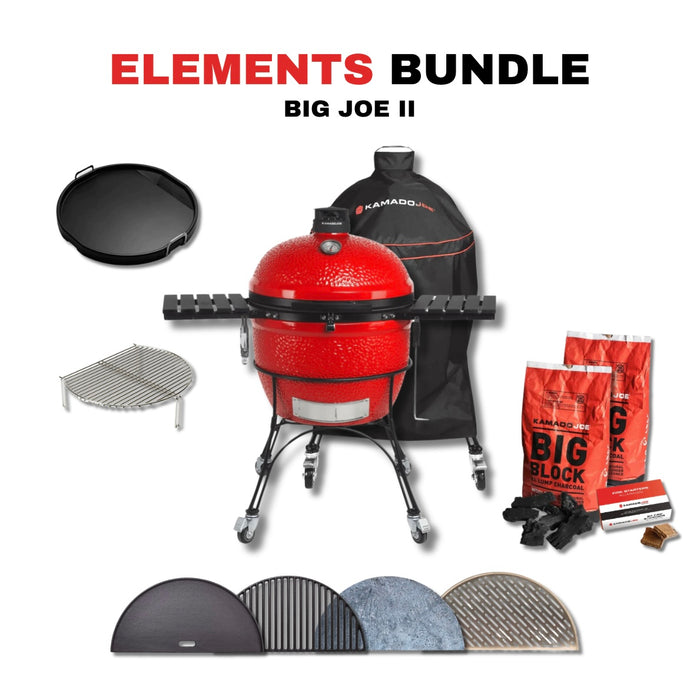 Kamado Joe 24-Inch Red Big Joe II Ceramic Charcoal Grill With Cart Bundle - BJ24RHC