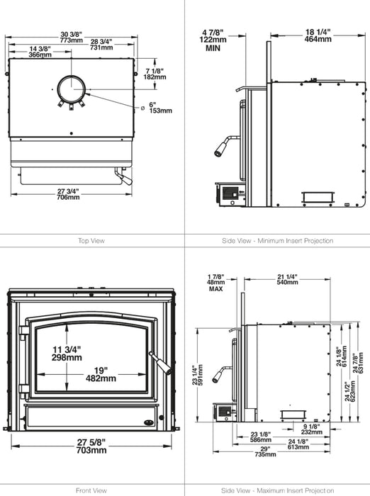 Osburn 30-Inch 3500 Wood Burning Fireplace Insert With 30% Tax Credit Eligibility - OB03510