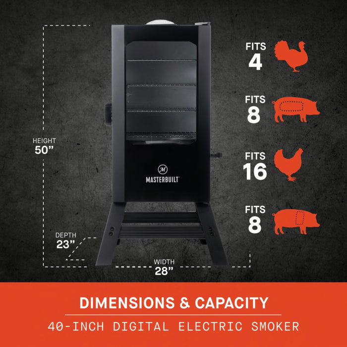 Masterbuilt 40-Inch Digital Electric Smoker With Window & Legs - MB20070122