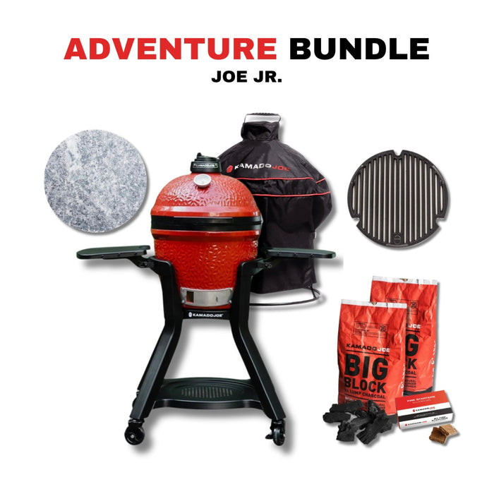 Kamado Joe 13-Inch Red Joe Jr. Ceramic Charcoal Grill With Stand Bundle - KJ13RH