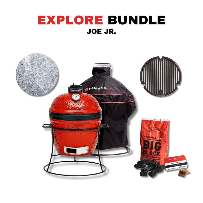 Kamado Joe 13-Inch Red Joe Jr. Ceramic Charcoal Grill With Stand Bundle - KJ13RH