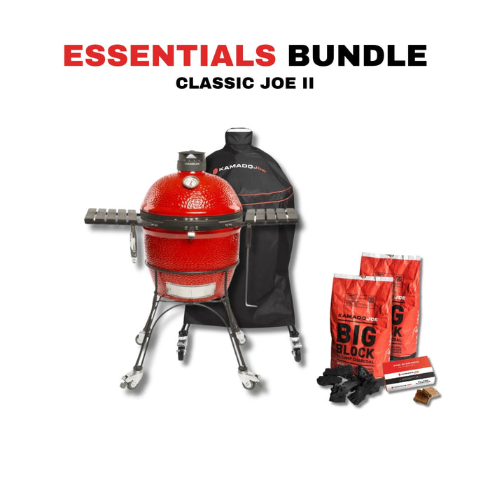 Kamado Joe 18-Inch Red Classic Joe II Ceramic Charcoal Grill With Cart Bundle - KJ23RHC