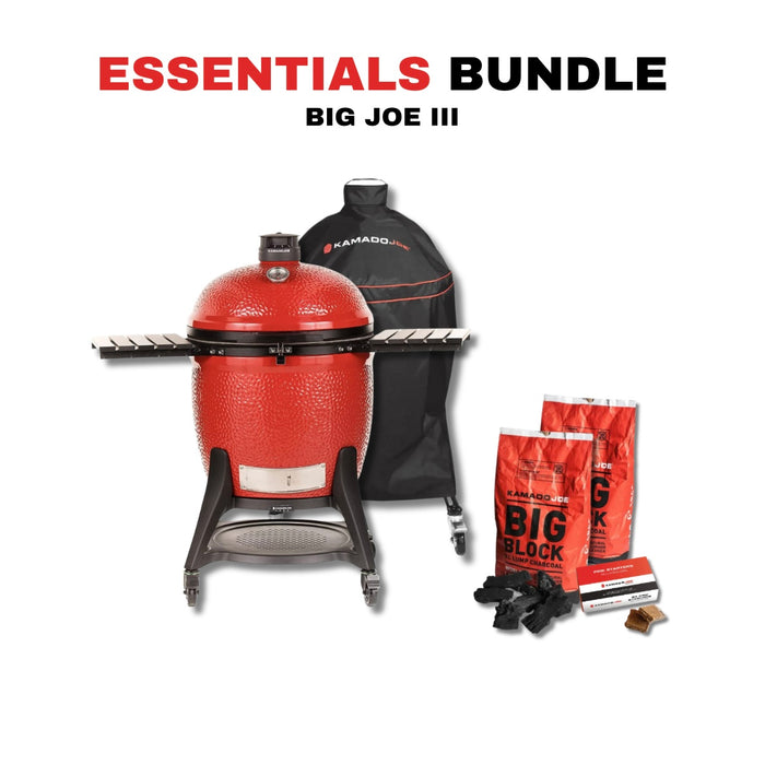 Kamado Joe 24-Inch Red Big Joe III Ceramic Charcoal Grill With Cart Bundle - KJ15041021