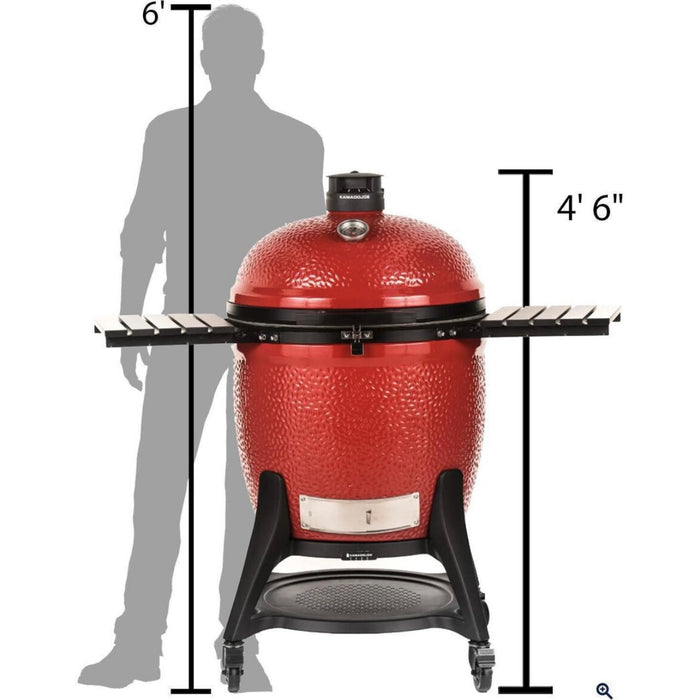 Kamado Joe 24-Inch Red Big Joe III Ceramic Charcoal Grill With Cart Bundle - KJ15041021