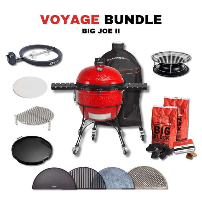 Kamado Joe 24-Inch Red Big Joe II Ceramic Charcoal Grill With Cart Bundle - BJ24RHC