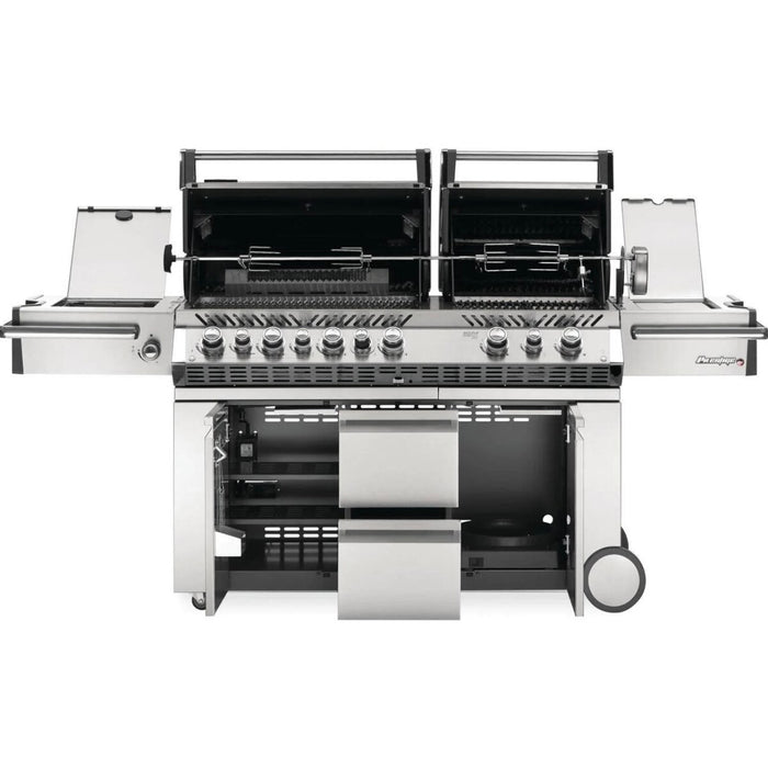 Napoleon Prestige PRO 825 Gas Grill With Infrared Rear Burner, Double Infrared Sear Burner, Side Burner, & Rotisserie Kit