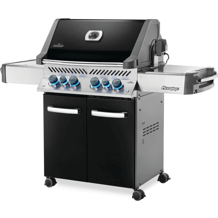 Napoleon Black Prestige 500 Gas Grill With Infrared Rear Burner, Infrared Side Burner, & Rotisserie Kit