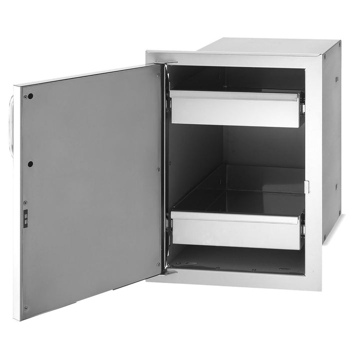 Fire Magic Premium Flush 14-Inch Left-Hinged Enclosed Cabinet Storage With Drawers With Soft Close - 53820SC-L