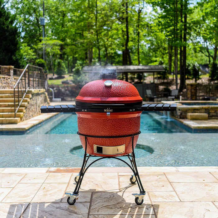 Kamado Joe 24-Inch Red Big Joe II Ceramic Charcoal Grill With Cart Bundle - BJ24RHC