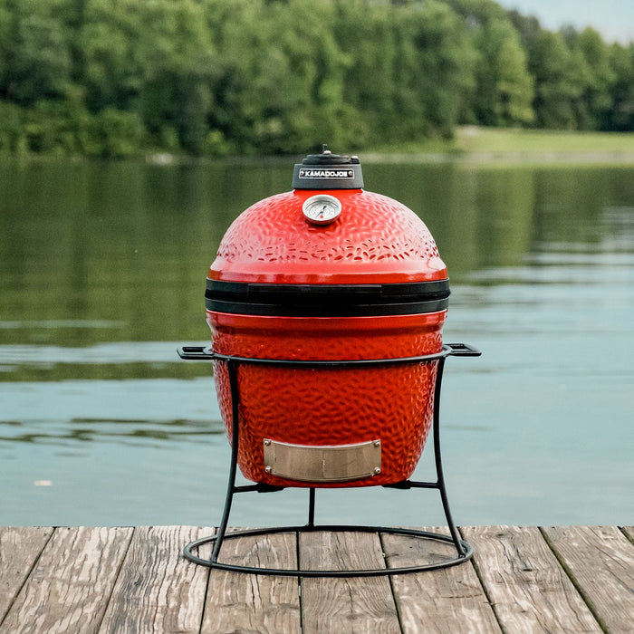 Kamado Joe 13-Inch Red Joe Jr. Ceramic Charcoal Grill With Stand Bundle - KJ13RH