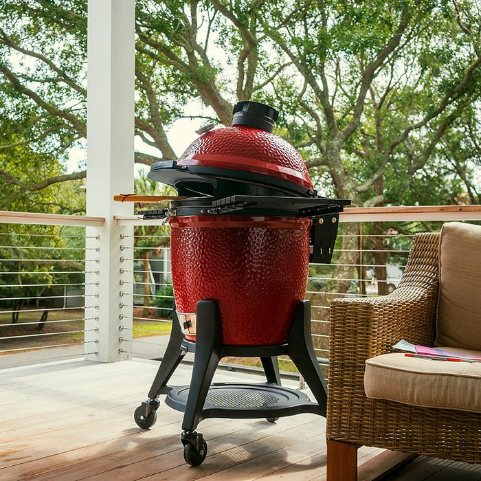 Kamado Joe 24-Inch Red Big Joe III Ceramic Charcoal Grill With Cart Bundle - KJ15041021