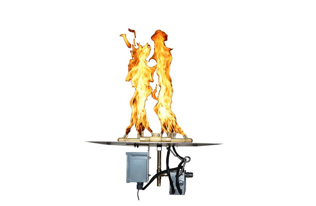 Warming Trends Polycor Square Specialized Paver Kit With Crossfire Brass Burner & 28" Square Aluminum Plate