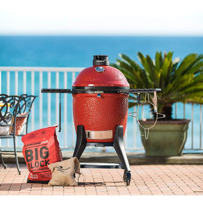 Kamado Joe 18-Inch Red Classic Joe III Ceramic Charcoal Grill With Cart Bundle - KJ15040921