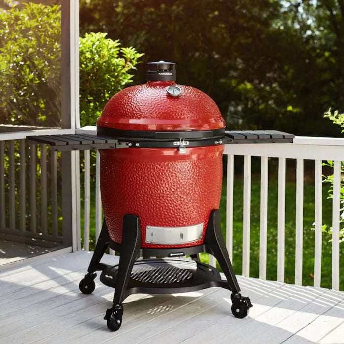 Kamado Joe 24-Inch Red Big Joe III Ceramic Charcoal Grill With Cart Bundle - KJ15041021