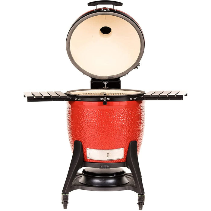 Kamado Joe 24-Inch Red Big Joe III Ceramic Charcoal Grill With Cart Bundle - KJ15041021