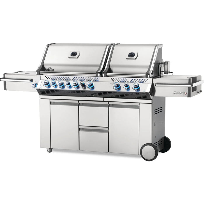 Napoleon Prestige PRO 825 Gas Grill With Infrared Rear Burner, Double Infrared Sear Burner, Side Burner, & Rotisserie Kit