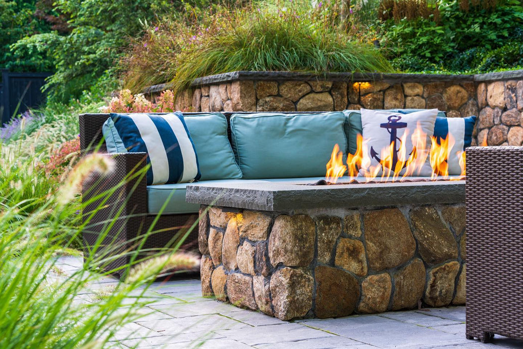 Warming Trends Keystone Stonegate Specialized Paver Fire Pit Kit With Crossfire Tree-Style Brass Burner & Rectangular Aluminum Plate