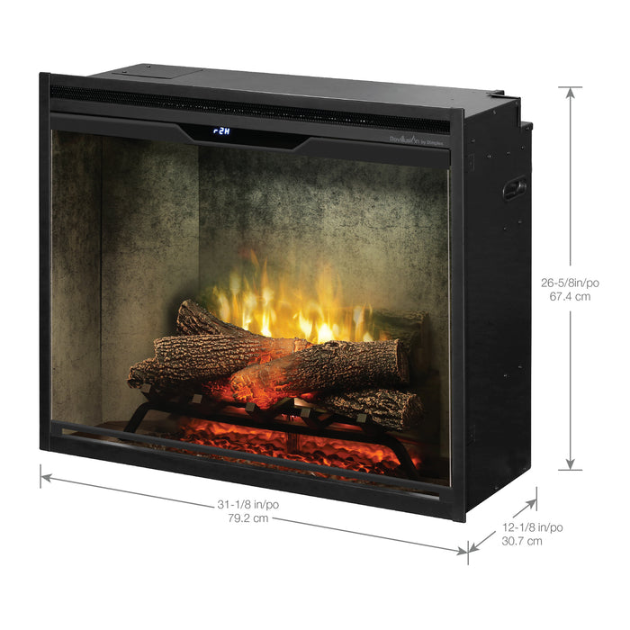 Dimplex Revillusion 30-Inch Built-In Firebox With Front Glass & Plug-Kit, Weathered Concrete - RBF30WC-FG