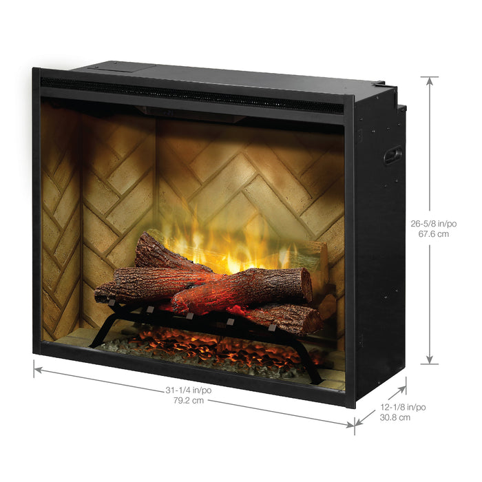 Dimplex Revillusion 30-Inch Built-In Electric Firebox With Glass & Plug Kit Herringbone Brick - RBF30-FG